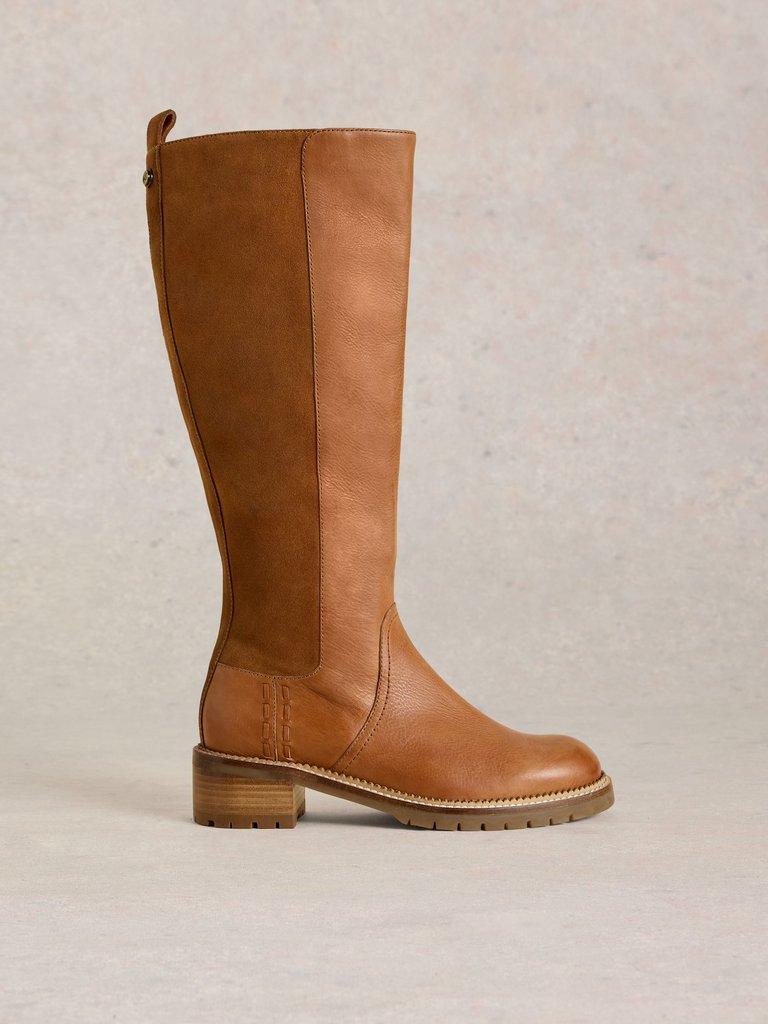 Serena Leather Knee High Boot in MID TAN - LIFESTYLE