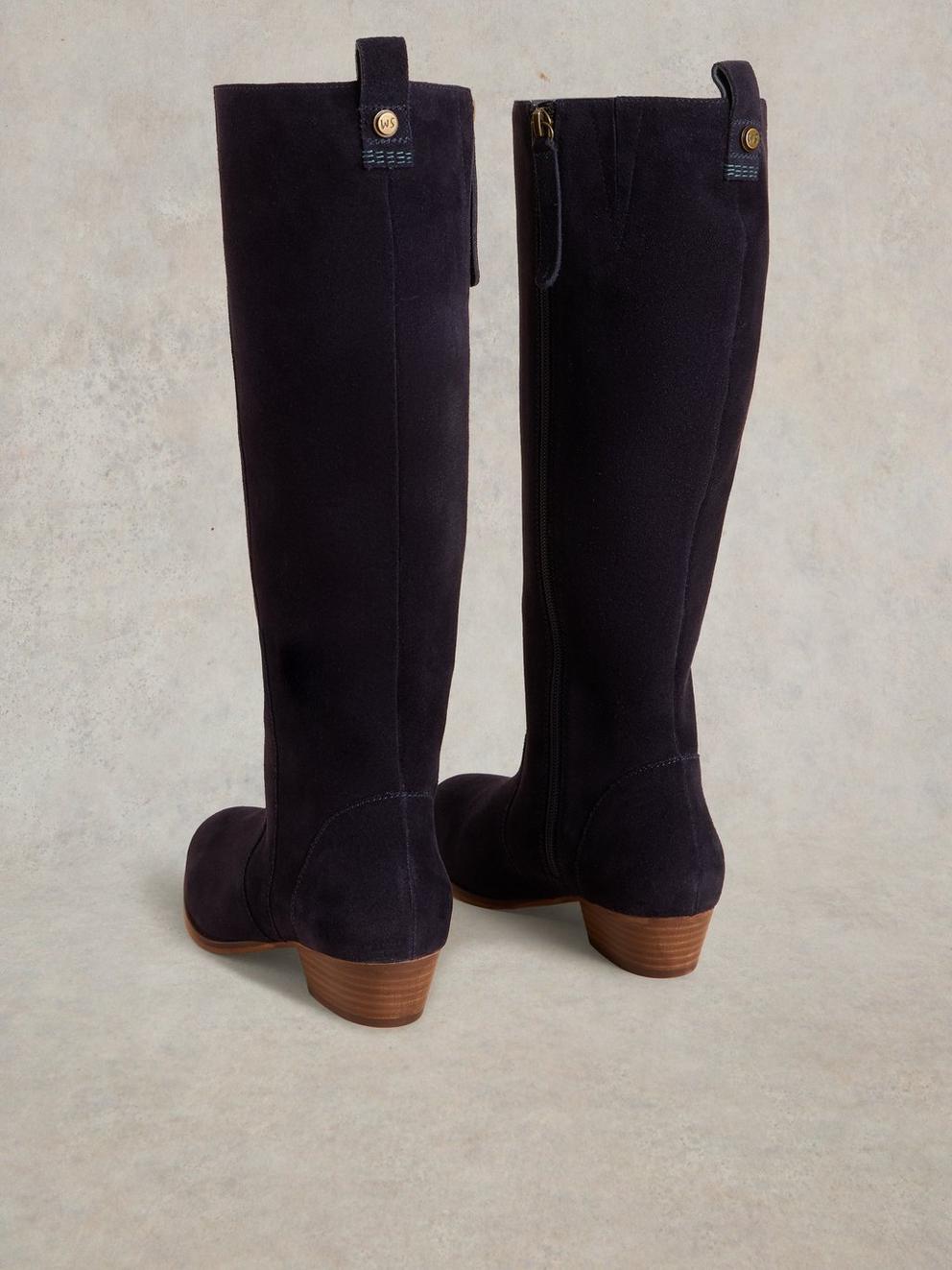 Willow Suede Knee High in DARK NAVY - FLAT BACK