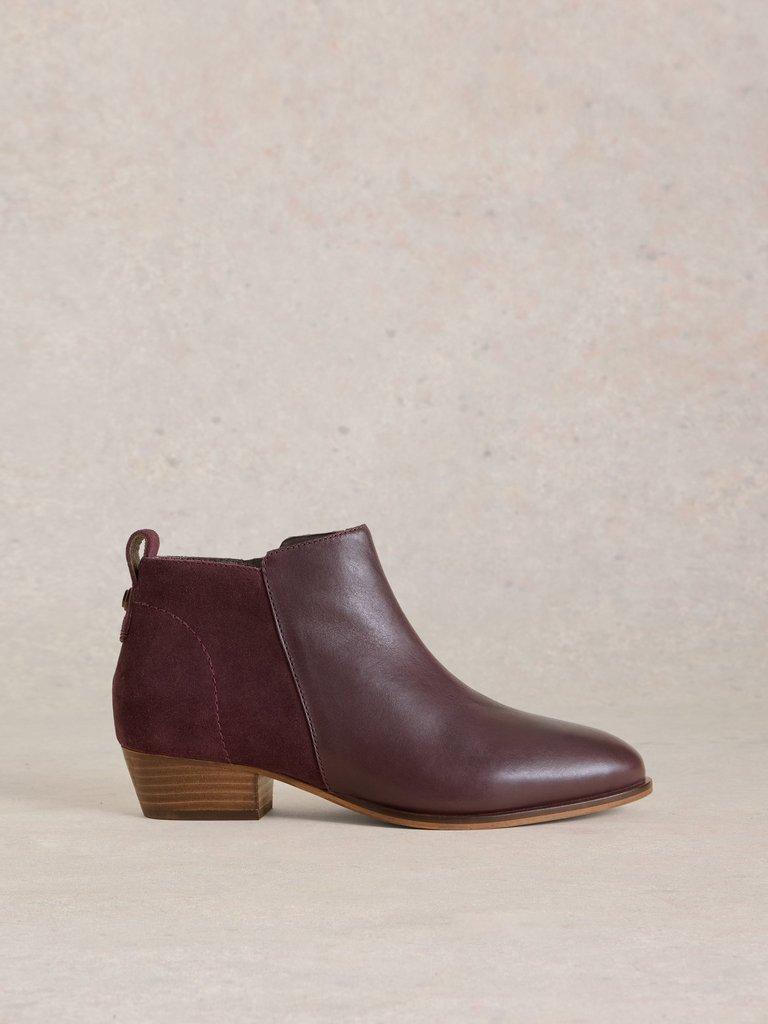 Willow Leather Mix Ankle Boot in DK PLUM - LIFESTYLE