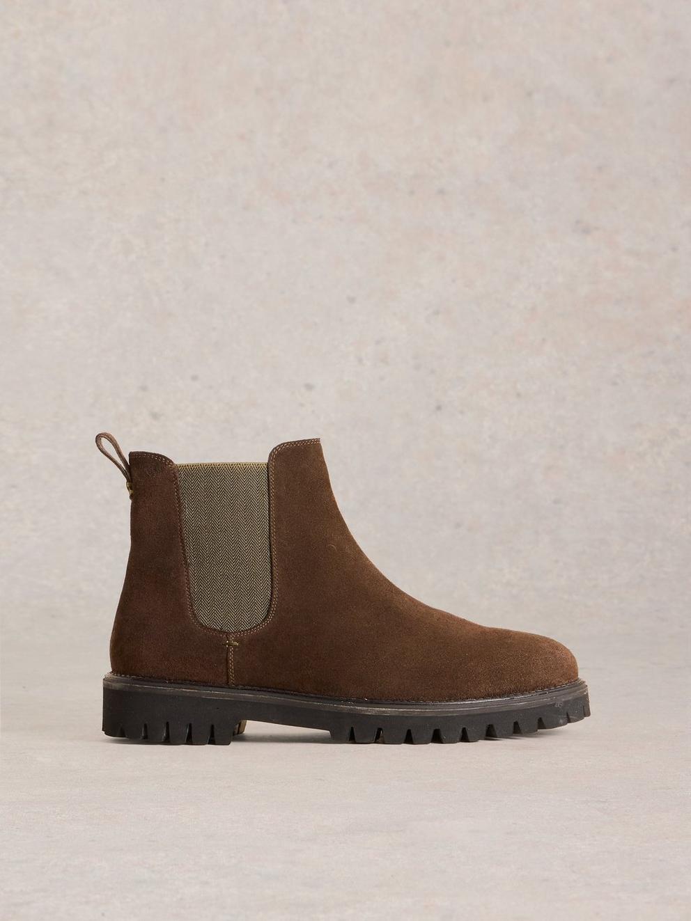 Chunky Chelsea Suede Boot in DK BROWN - LIFESTYLE