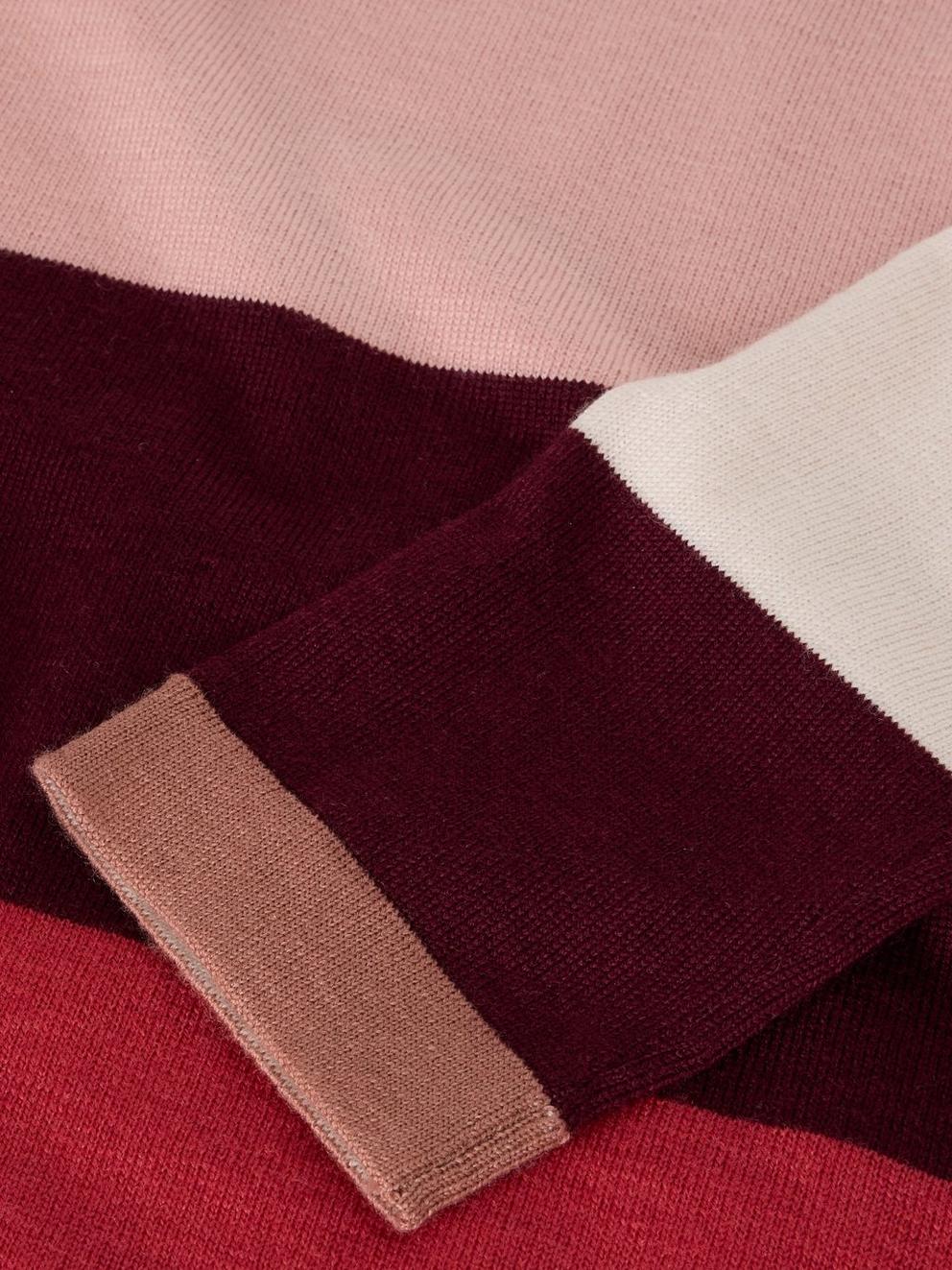 COLOUR BLOCK MERINO WOOL JUMPER in PLUM MLT - FLAT DETAIL