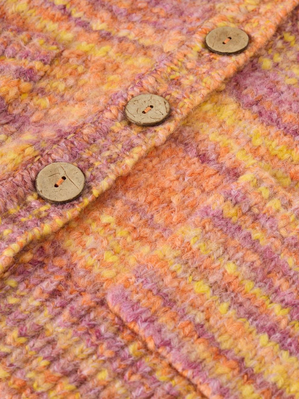 CINDY SPACE DYE CARDI in ORANGE MLT - FLAT DETAIL