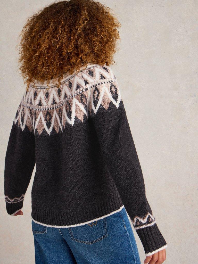 MONO FAIRISLE JUMPER in BLK MLT - MODEL BACK