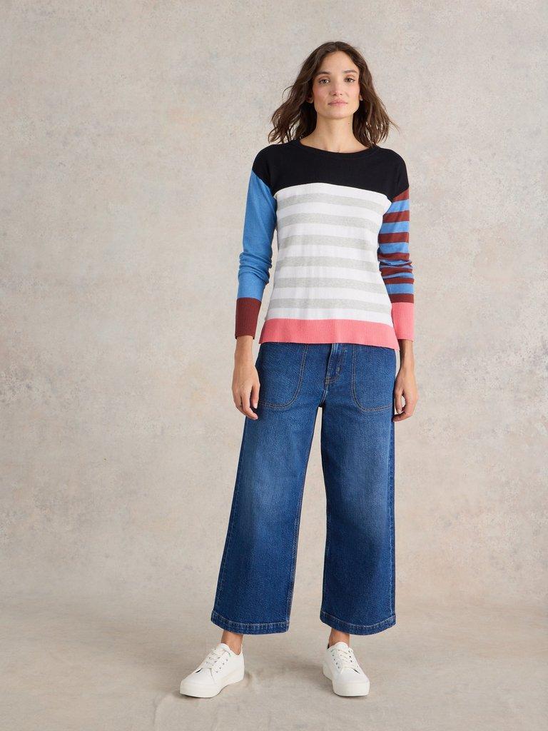 CITY STRIPE JUMPER in BLUE MLT - MODEL FRONT