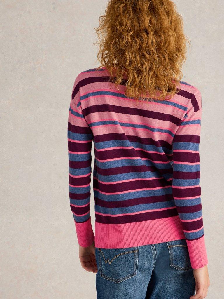 CITY STRIPE JUMPER in PINK MLT - MODEL BACK
