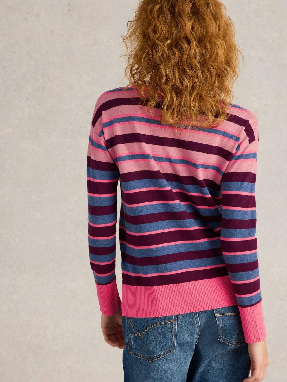 CITY STRIPE JUMPER in PINK MLT - MODEL BACK