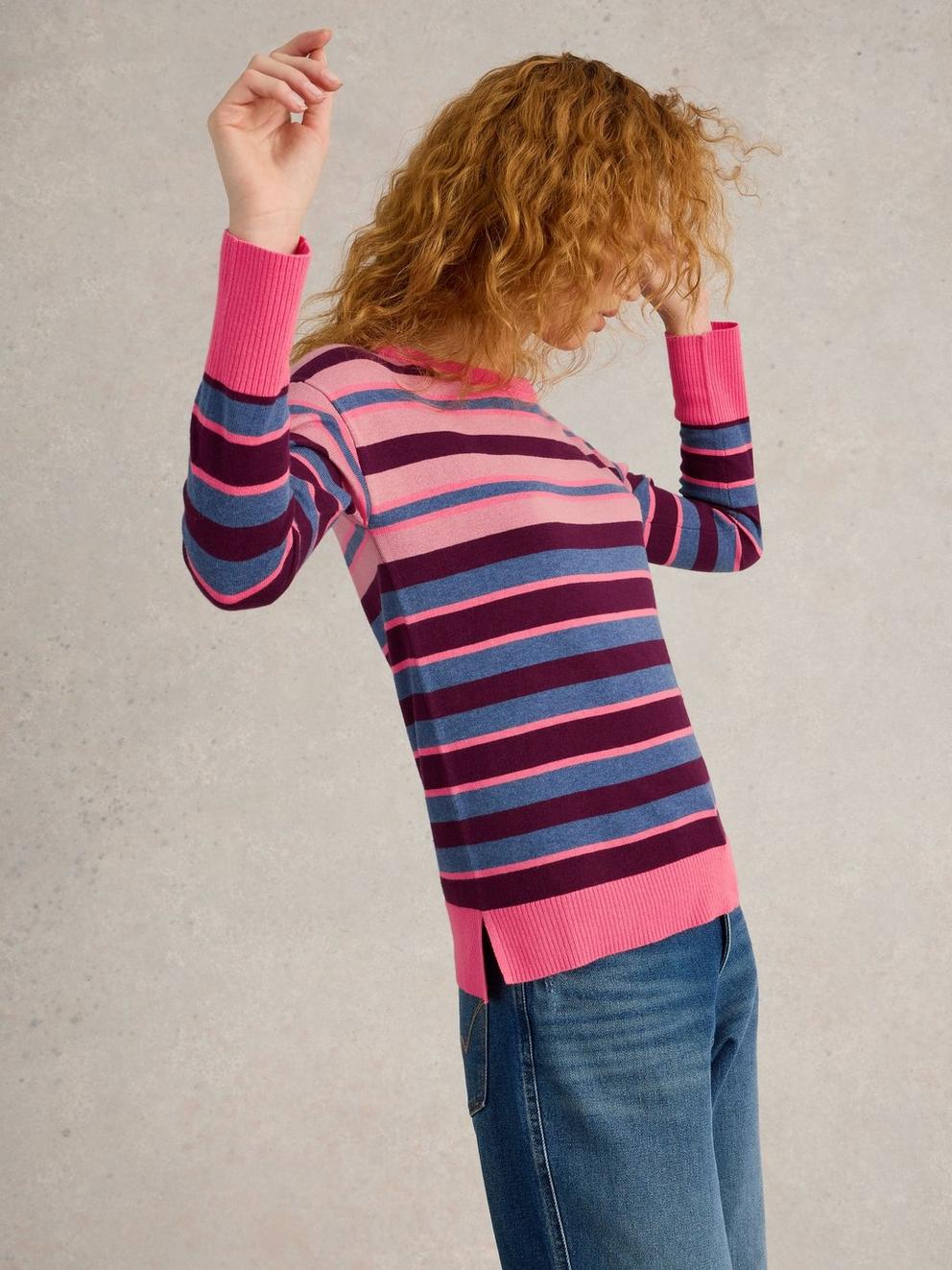 CITY STRIPE JUMPER in PINK MLT - MODEL DETAIL