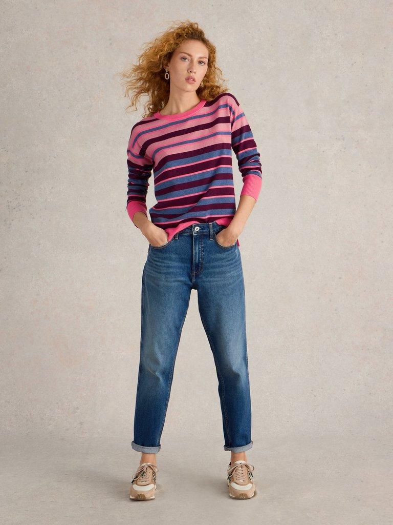 CITY STRIPE JUMPER in PINK MLT - MODEL FRONT