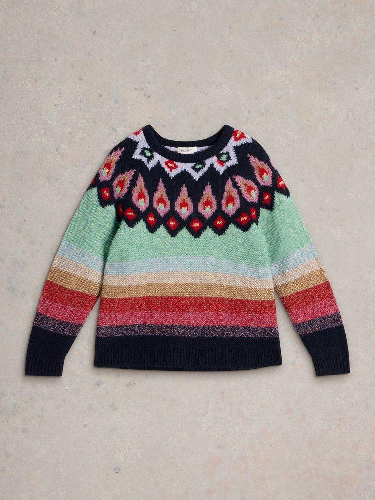 NEW YORK FAIRISLE JUMPER in RED MLT - FLAT FRONT