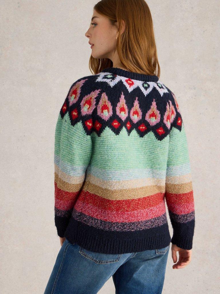 NEW YORK FAIRISLE JUMPER in RED MLT - MODEL BACK