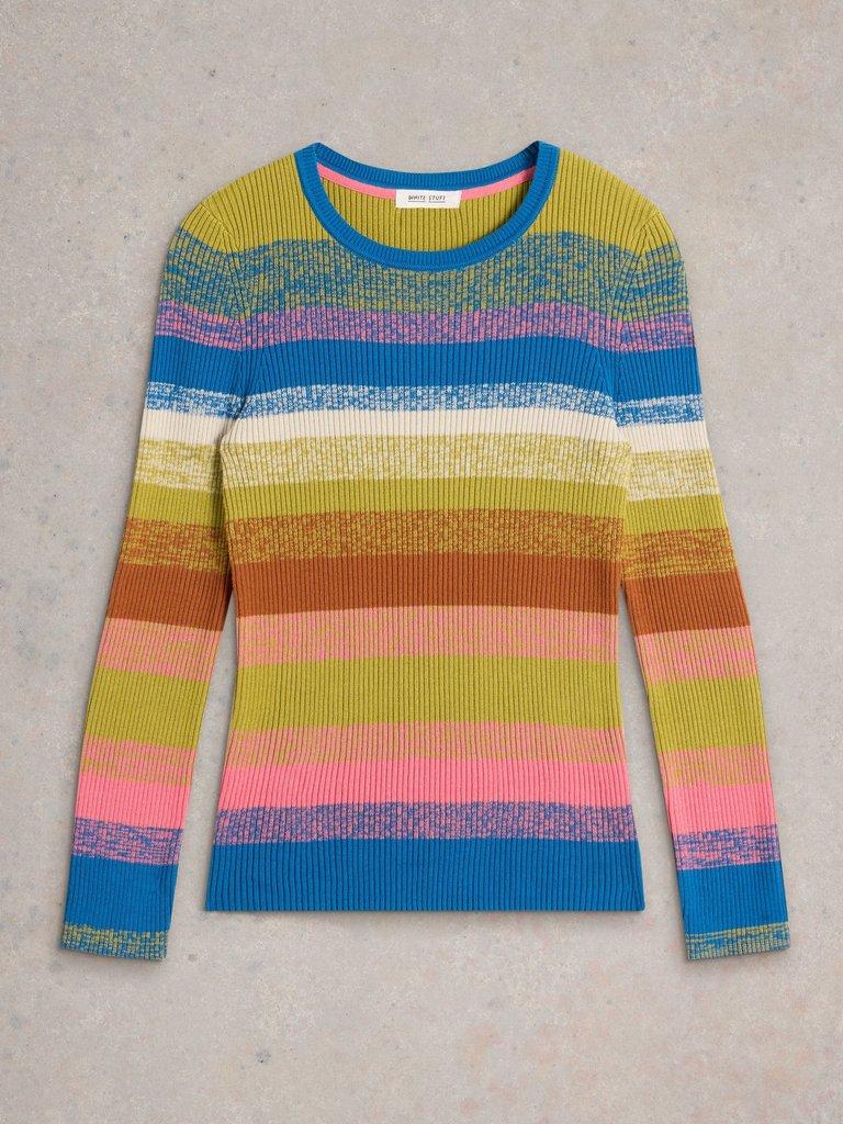 RIB STRIPED JUMPER in PINK MLT - FLAT FRONT