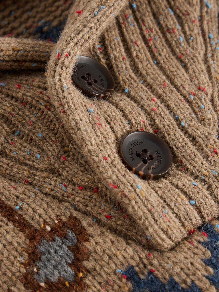 Berkley Wool Fairisle Shawl Neck in NAT MLT - FLAT DETAIL