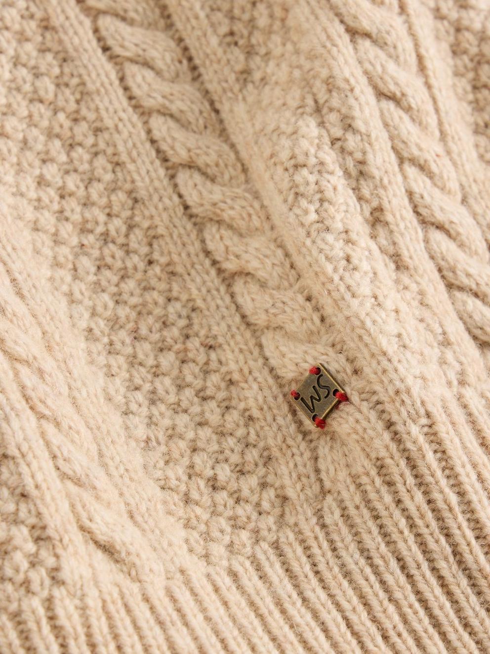 Cable Wool Fairisle Crew Neck in NAT MLT - FLAT DETAIL