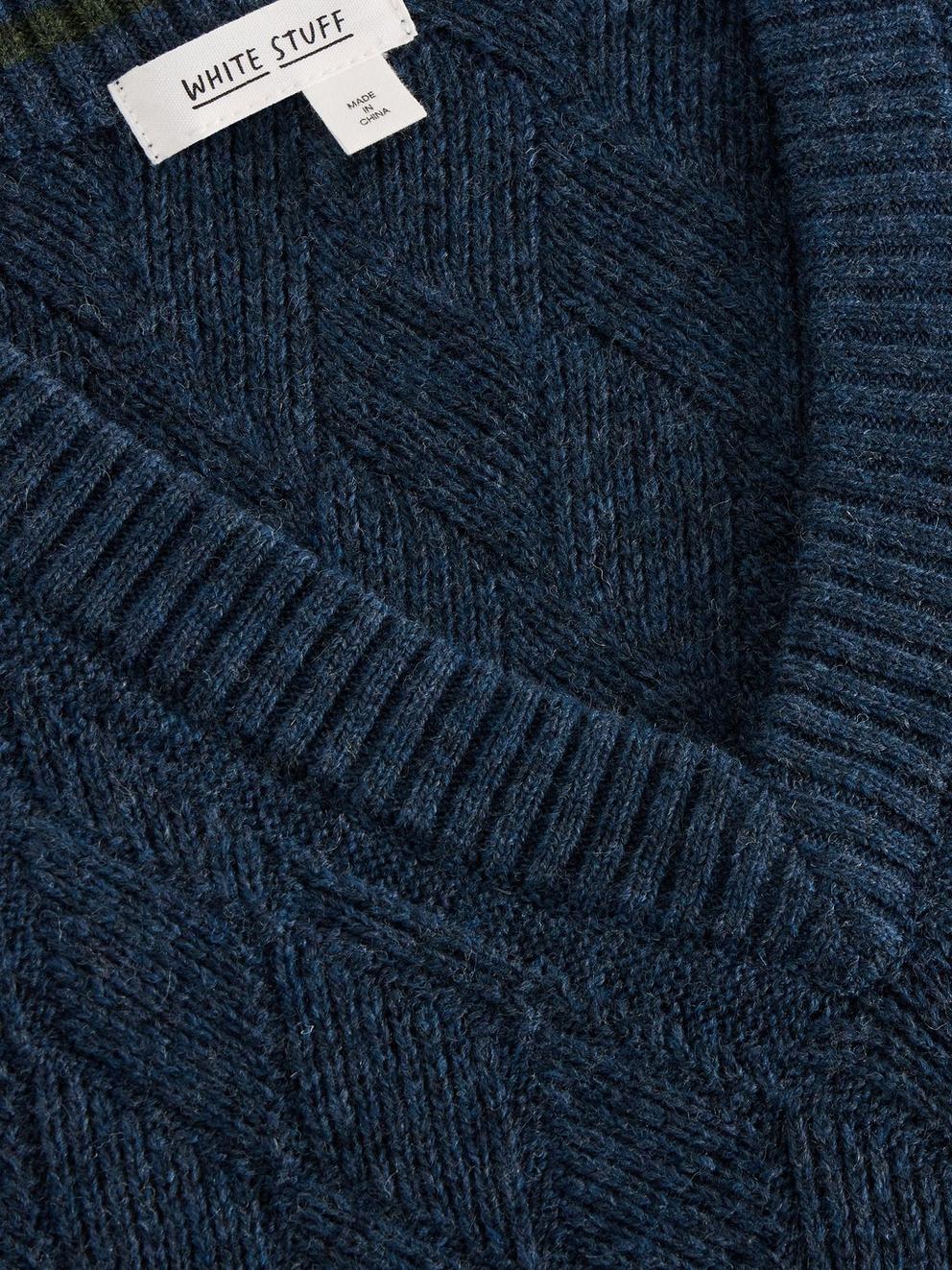 Diamond Wool Tank in INDIGO BLE - FLAT DETAIL