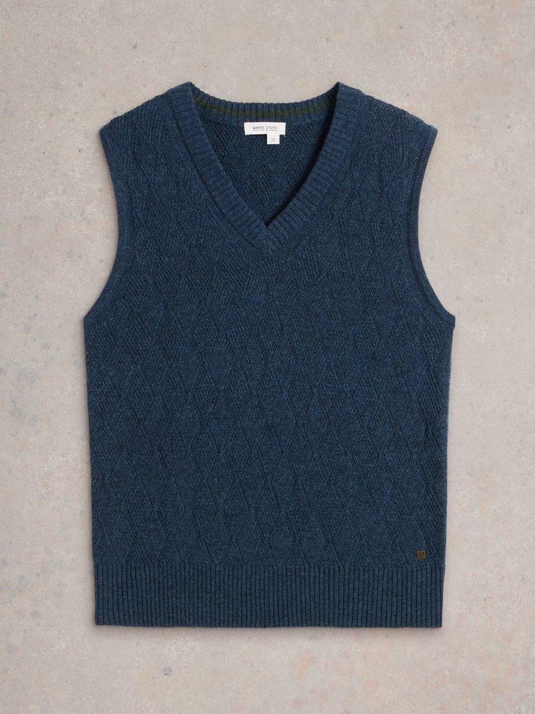 Diamond Wool Tank in INDIGO BLE - FLAT FRONT