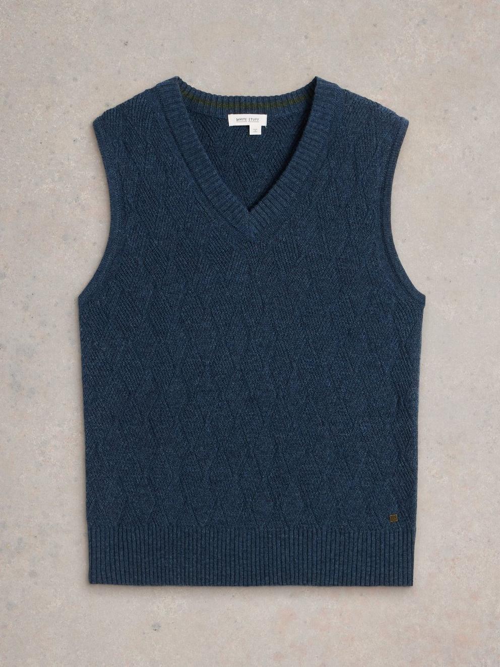 Diamond Wool Tank in INDIGO BLE - FLAT FRONT