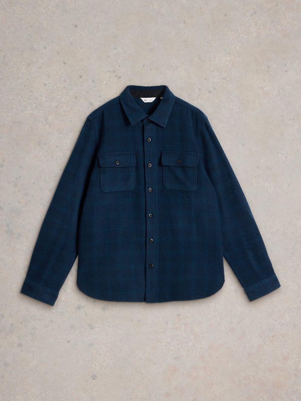 Darwen Texture Overshirt in NAVY MULTI - FLAT FRONT