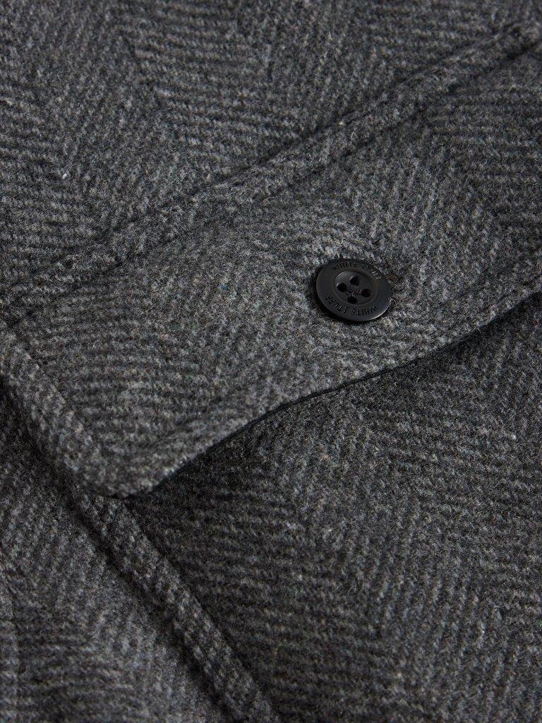 Darwen Herringbone Overshirt in GREY MLT - FLAT DETAIL