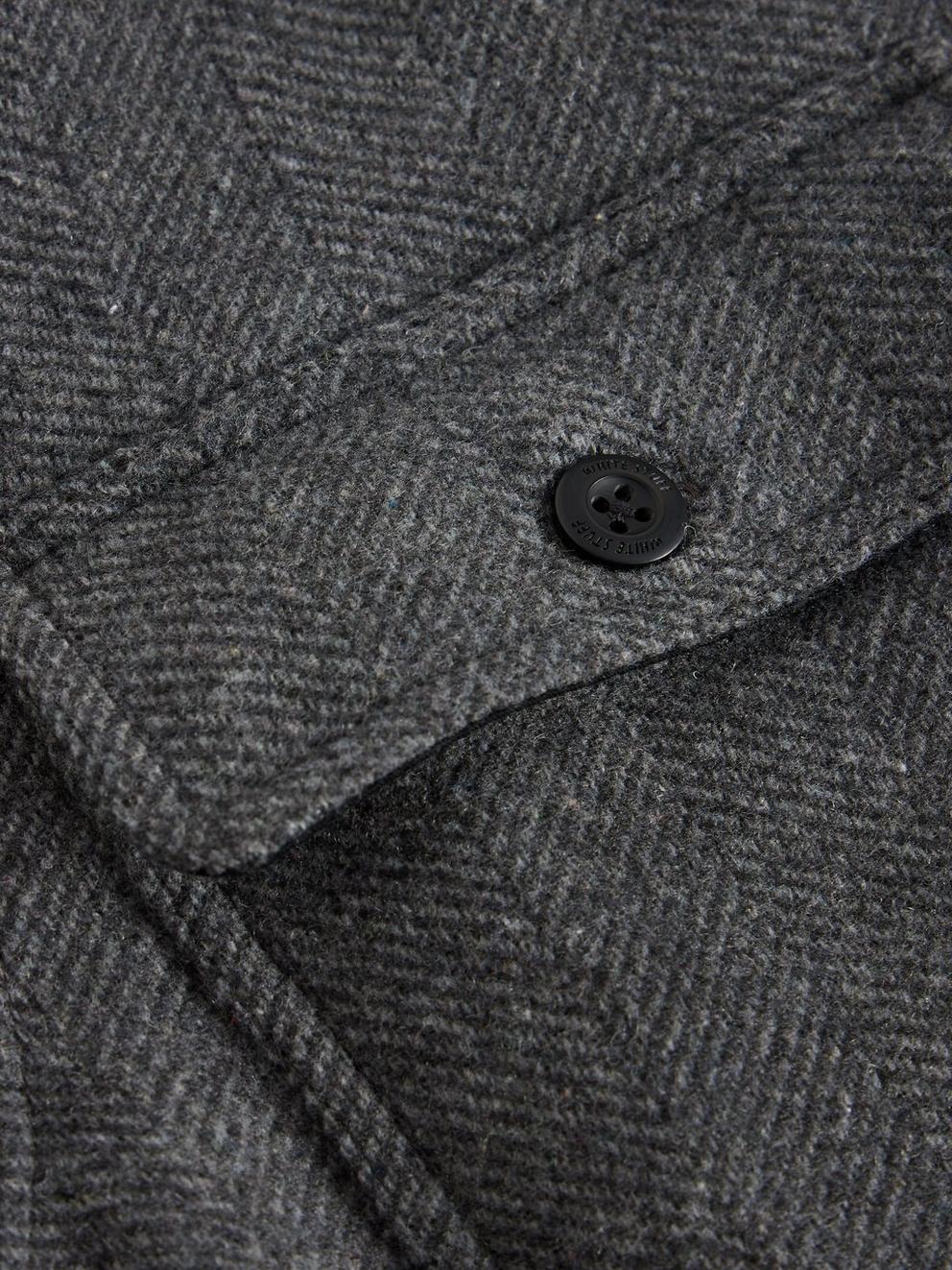 Darwen Herringbone Overshirt in GREY MLT - FLAT DETAIL