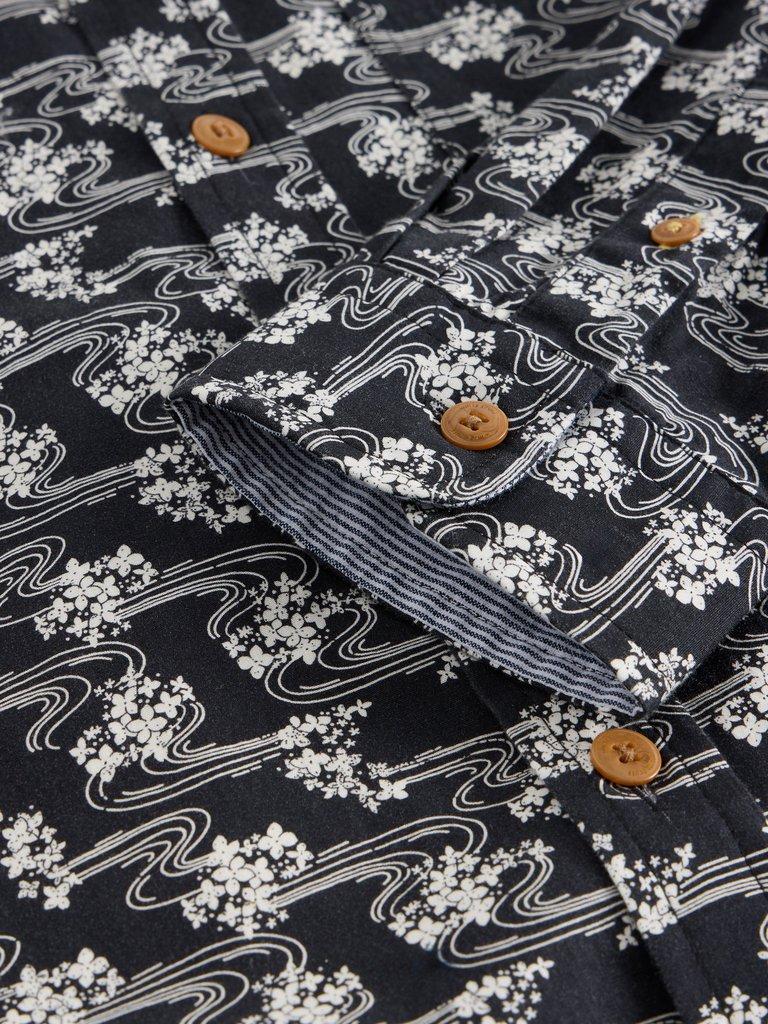 Floral Ripple Printed Shirt in BLK MLT - FLAT DETAIL