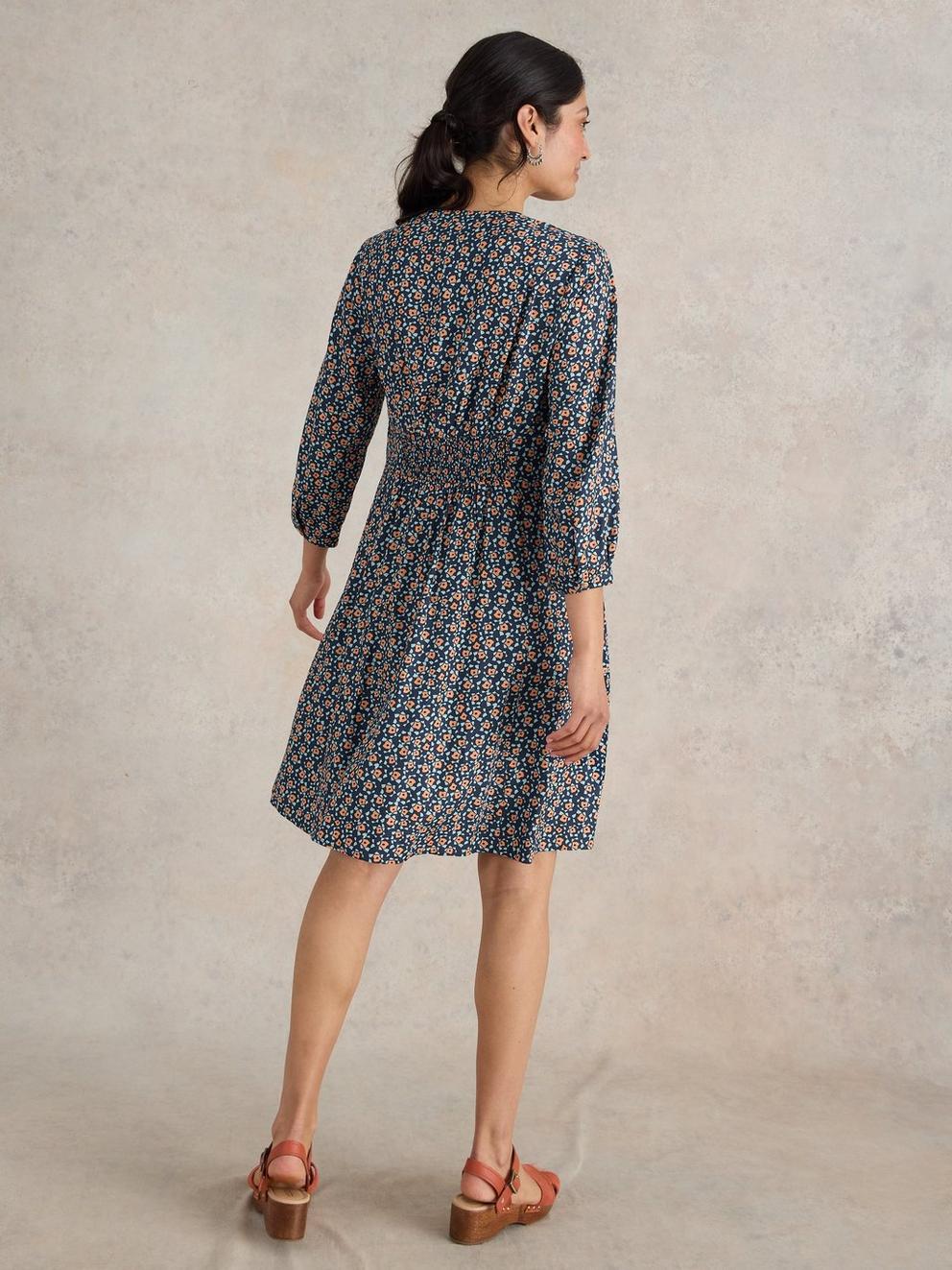 Frances Dress in NAVY PR - MODEL BACK