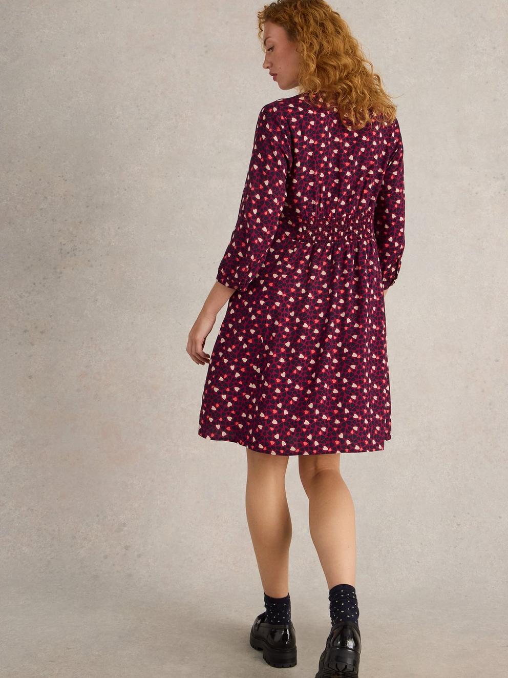 Frances Dress in PLUM PR - MODEL BACK