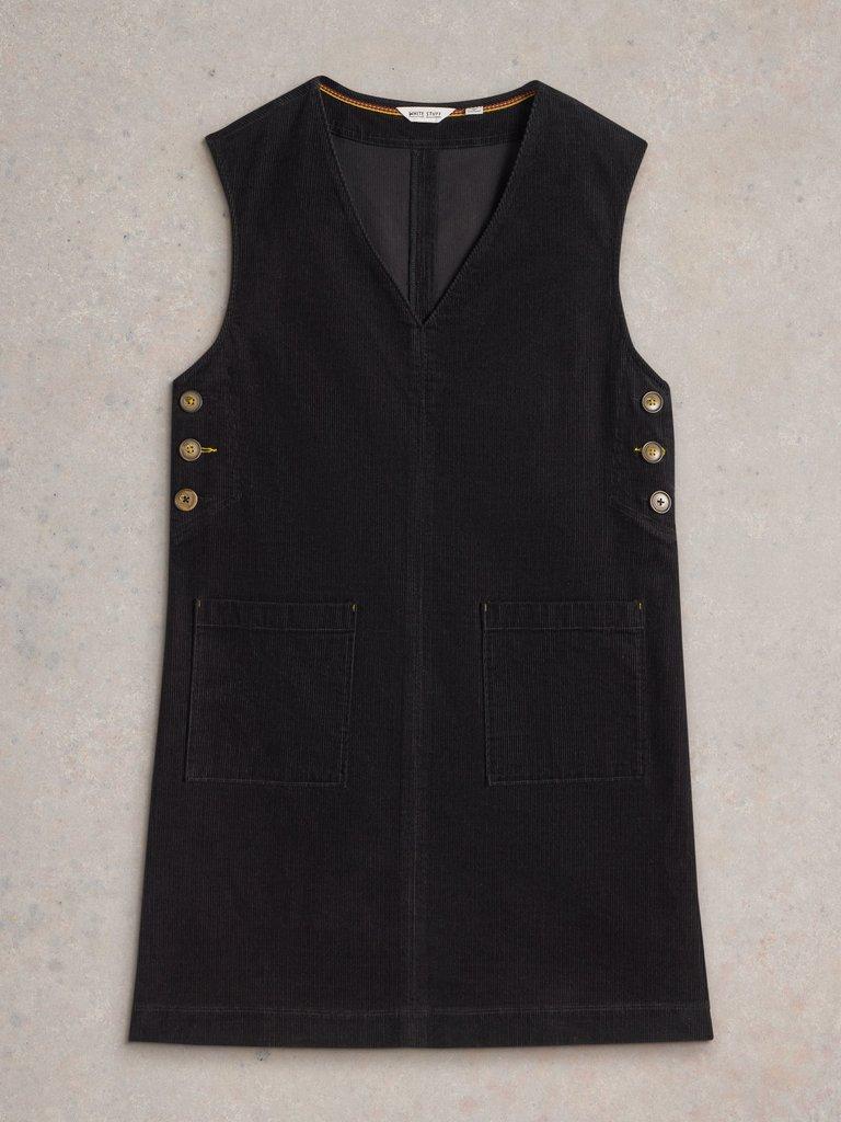 Maple Cord Pinafore in PURE BLK - FLAT FRONT