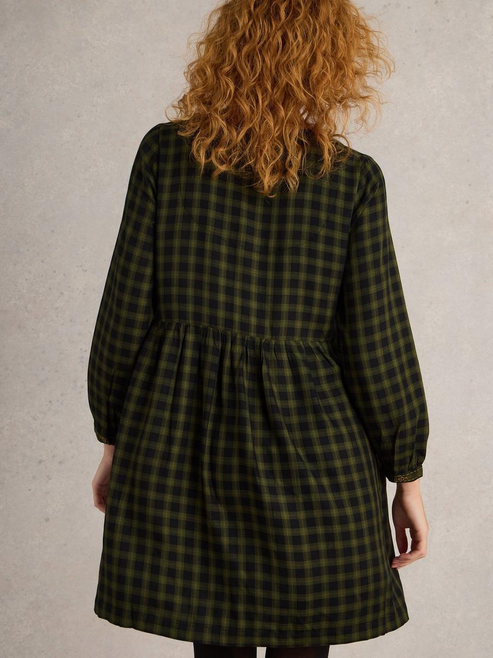 Penelope Dress in GREEN MLT - MODEL BACK