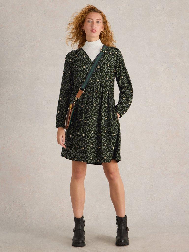 Penelope Dress in GREEN PR - MODEL FRONT