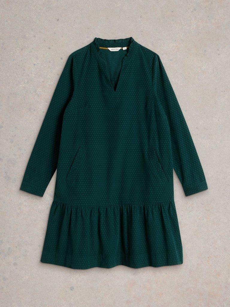 Daria Cord Dress in DK GREEN - FLAT FRONT