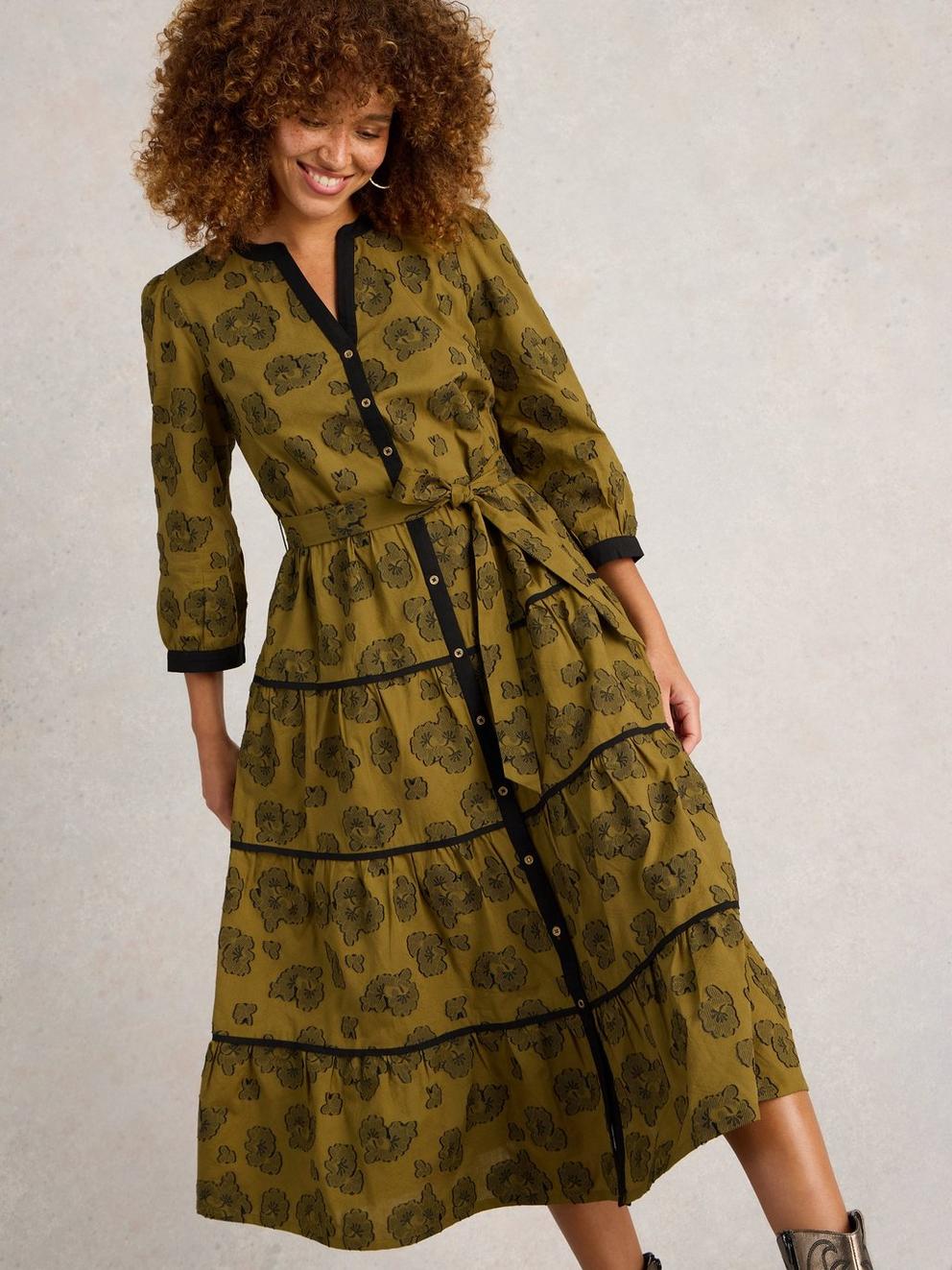 Fawn Jacquard Midi Dress in GREEN MLT - LIFESTYLE