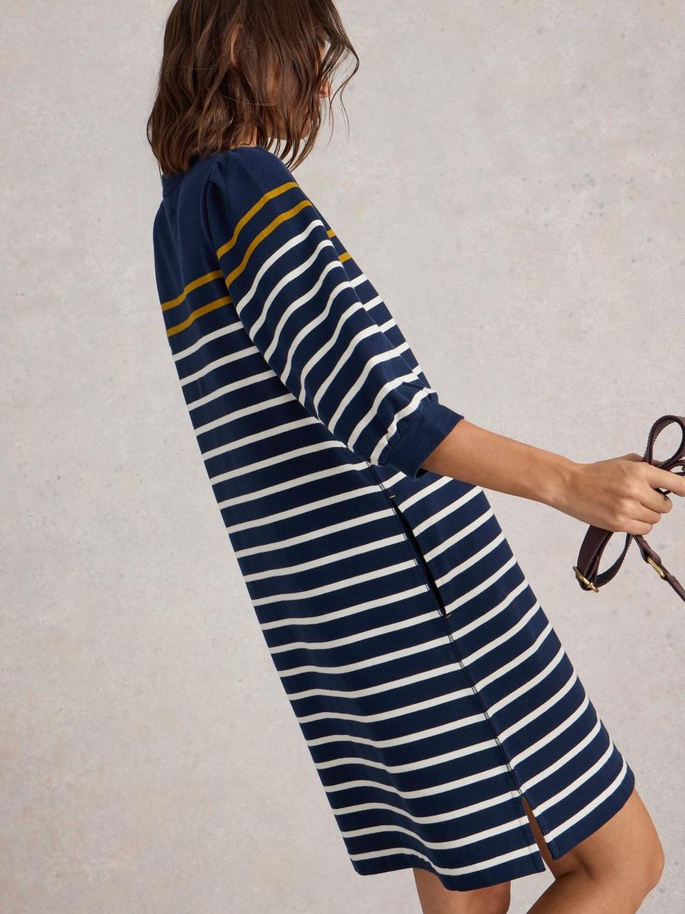 Amy Stripe Dress in NAVY MULTI - LIFESTYLE