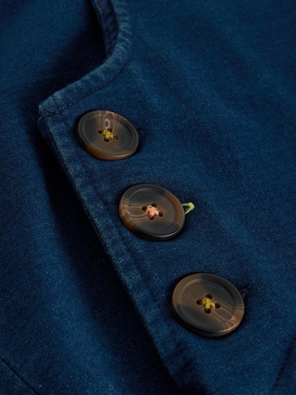 Maple Denim Jersey Pinafore in MID DENIM - FLAT DETAIL