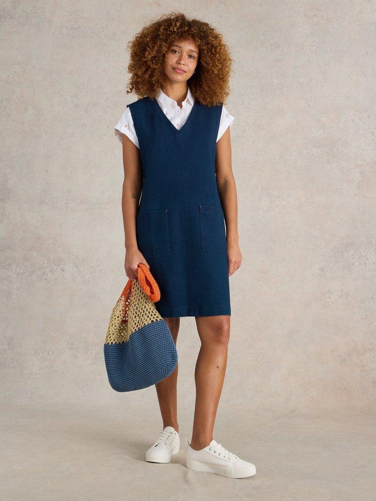 Maple Denim Jersey Pinafore in MID DENIM White Stuff