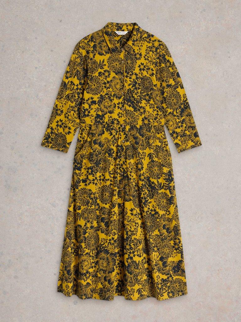 Rua Midi Jersey Shirt Dress in CHART PR - FLAT FRONT