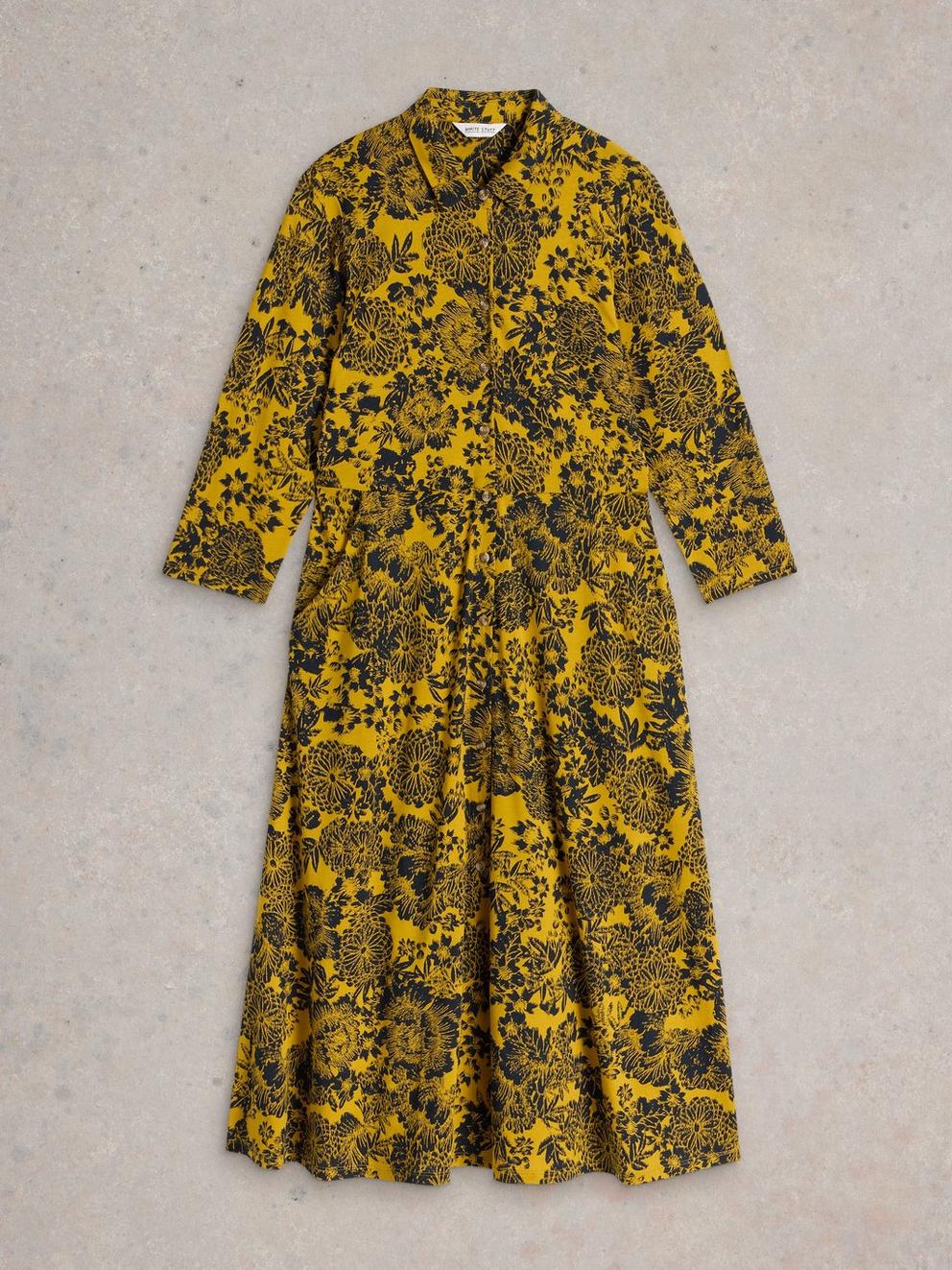 Rua Midi Jersey Shirt Dress in CHART PR - FLAT FRONT