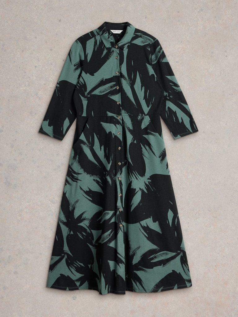 Rua Midi Jersey Shirt Dress in GREEN PR - FLAT FRONT