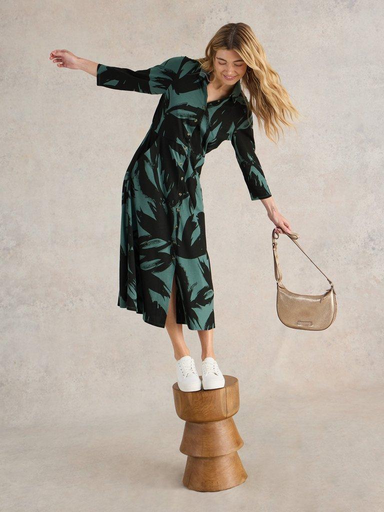 Rua Midi Jersey Shirt Dress in GREEN PR - LIFESTYLE