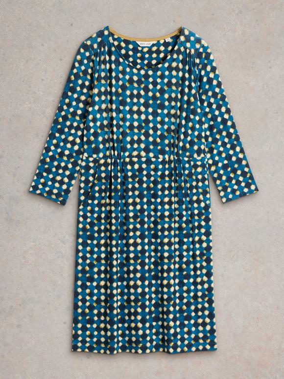 Tallie Jersey Printed Dress in TEAL PRINT | White Stuff