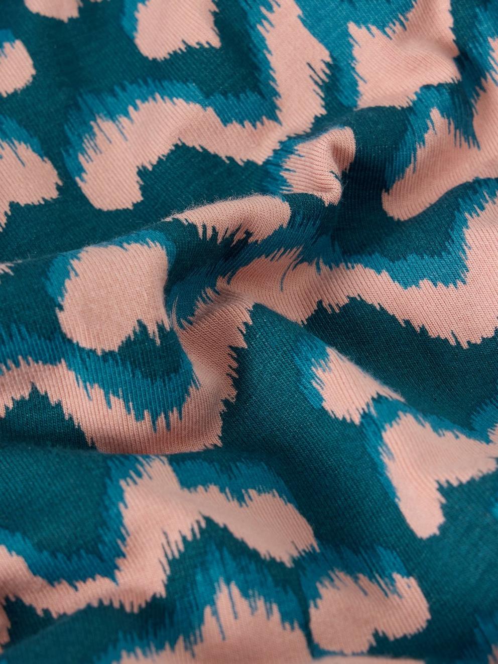 Tallie Jersey Printed Dress in TEAL PR - FLAT DETAIL
