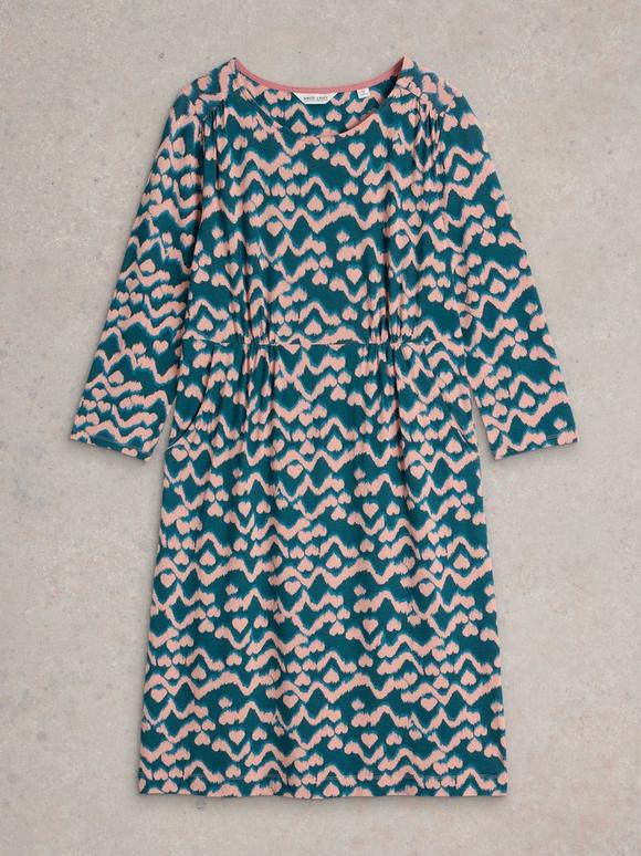 alanah rae blue dress WHITE STUFF BLUE FLORAL PRINT TIE NECK LONG SLEEVED MIDI DRESS SIZE 14   Whispers Dress Agency