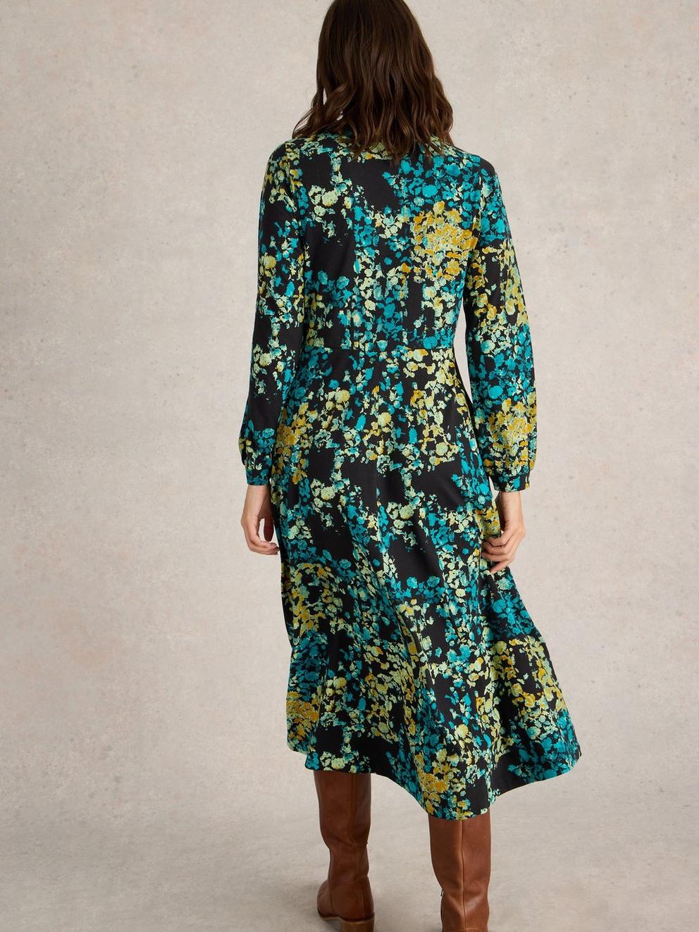 Megan Jersey Dress in BLK PR - MODEL BACK