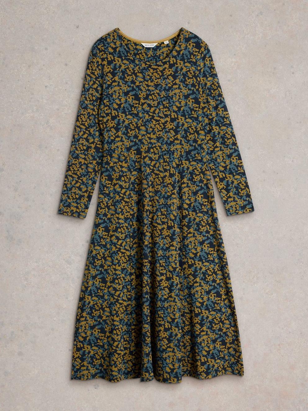 Madeline Jersey Midi Dress in NAVY PR - FLAT FRONT