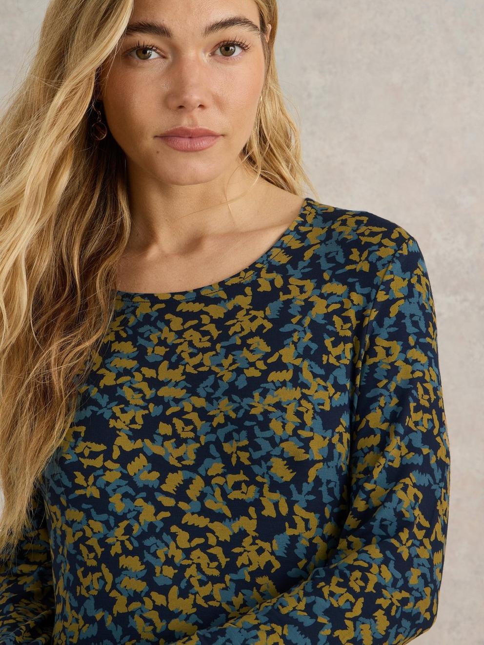 Madeline Jersey Midi Dress in NAVY PR - MODEL DETAIL