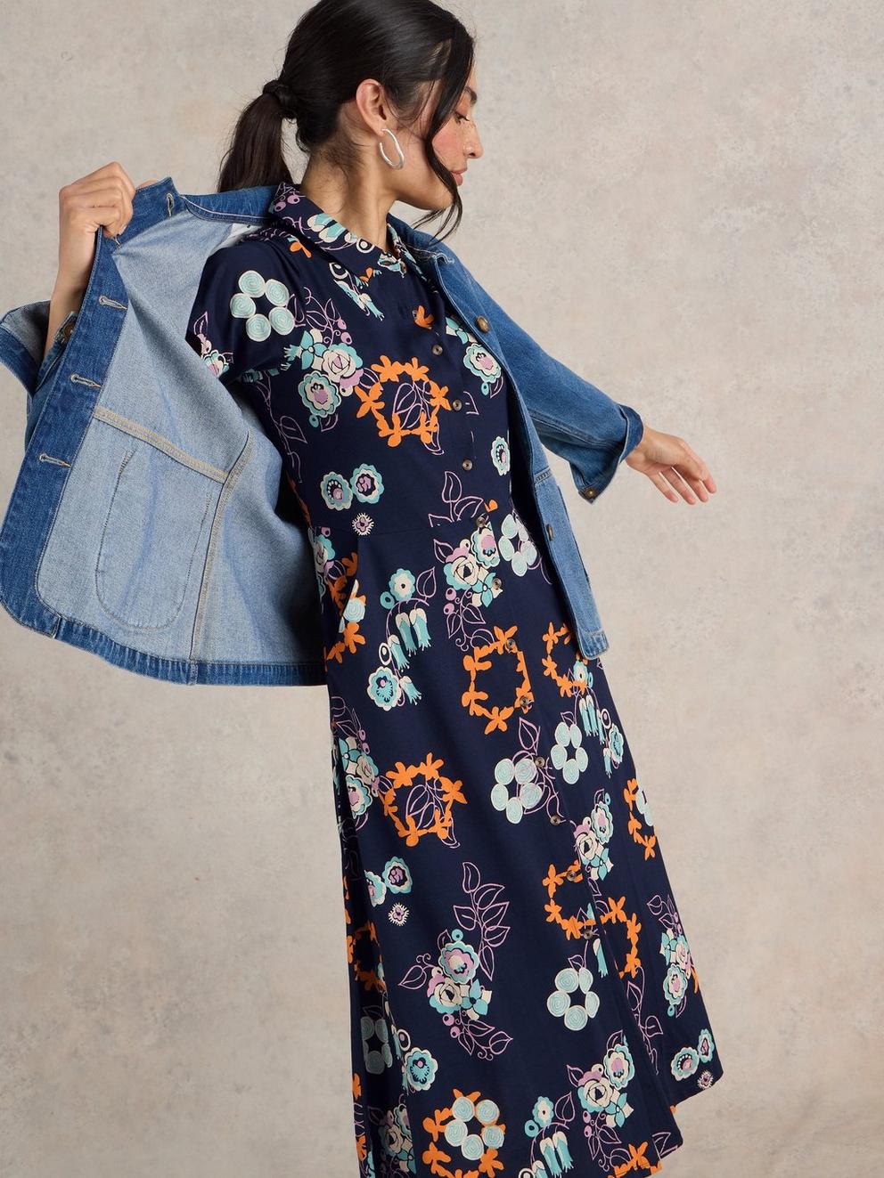 Rua Jersey Shirt Midi Dress in NAVY PR - LIFESTYLE