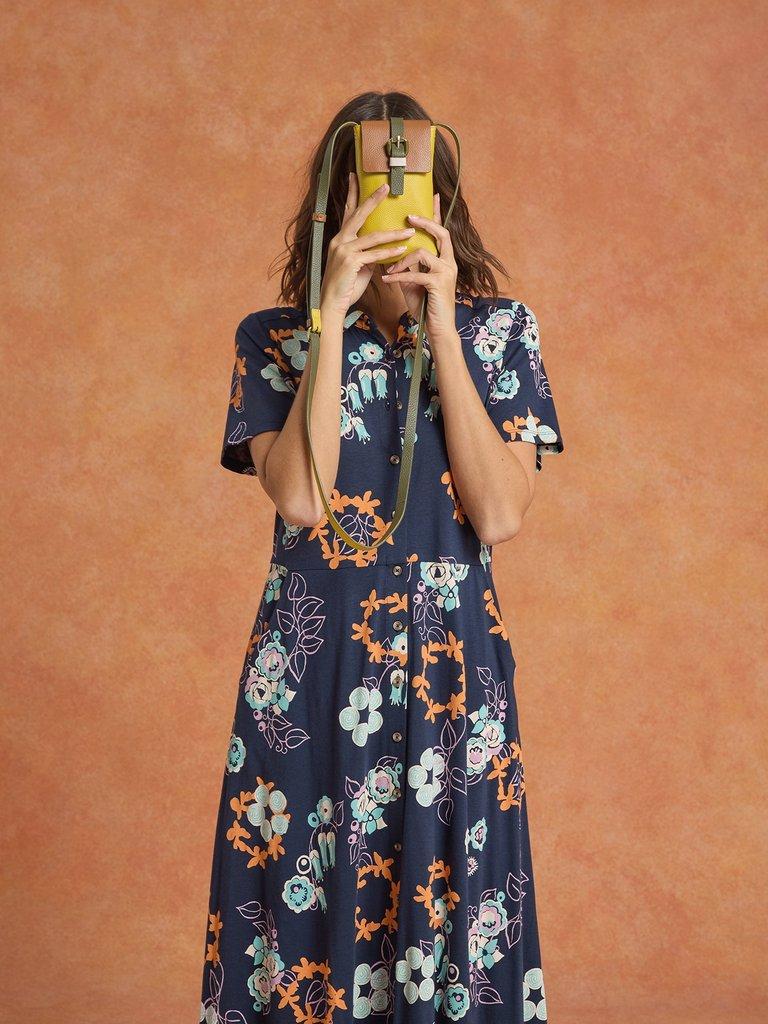 Rua Jersey Shirt Midi Dress in NAVY PR - MIXED