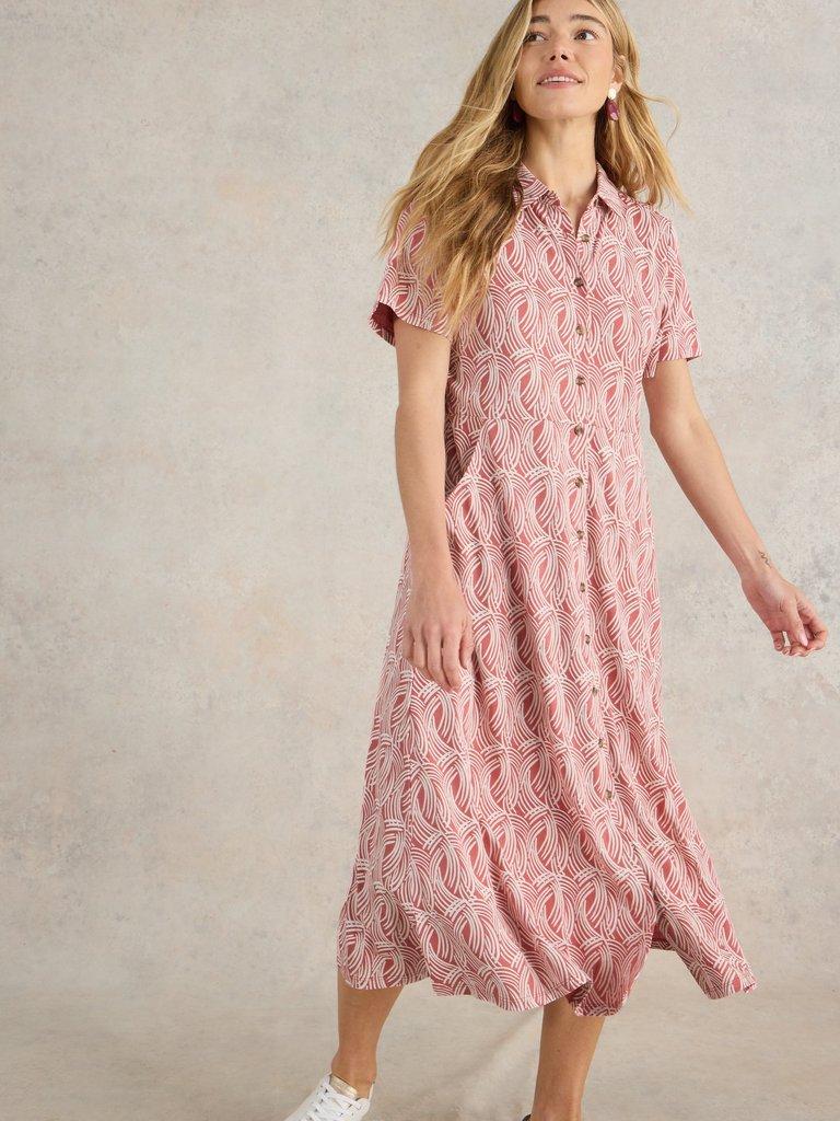 Rua Jersey Shirt Midi Dress in PINK MLT - LIFESTYLE