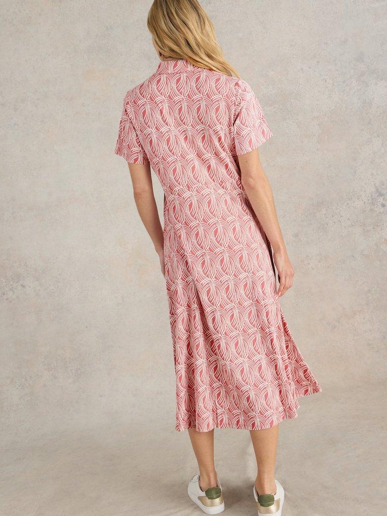 Rua Jersey Shirt Midi Dress in PINK MLT - MODEL BACK