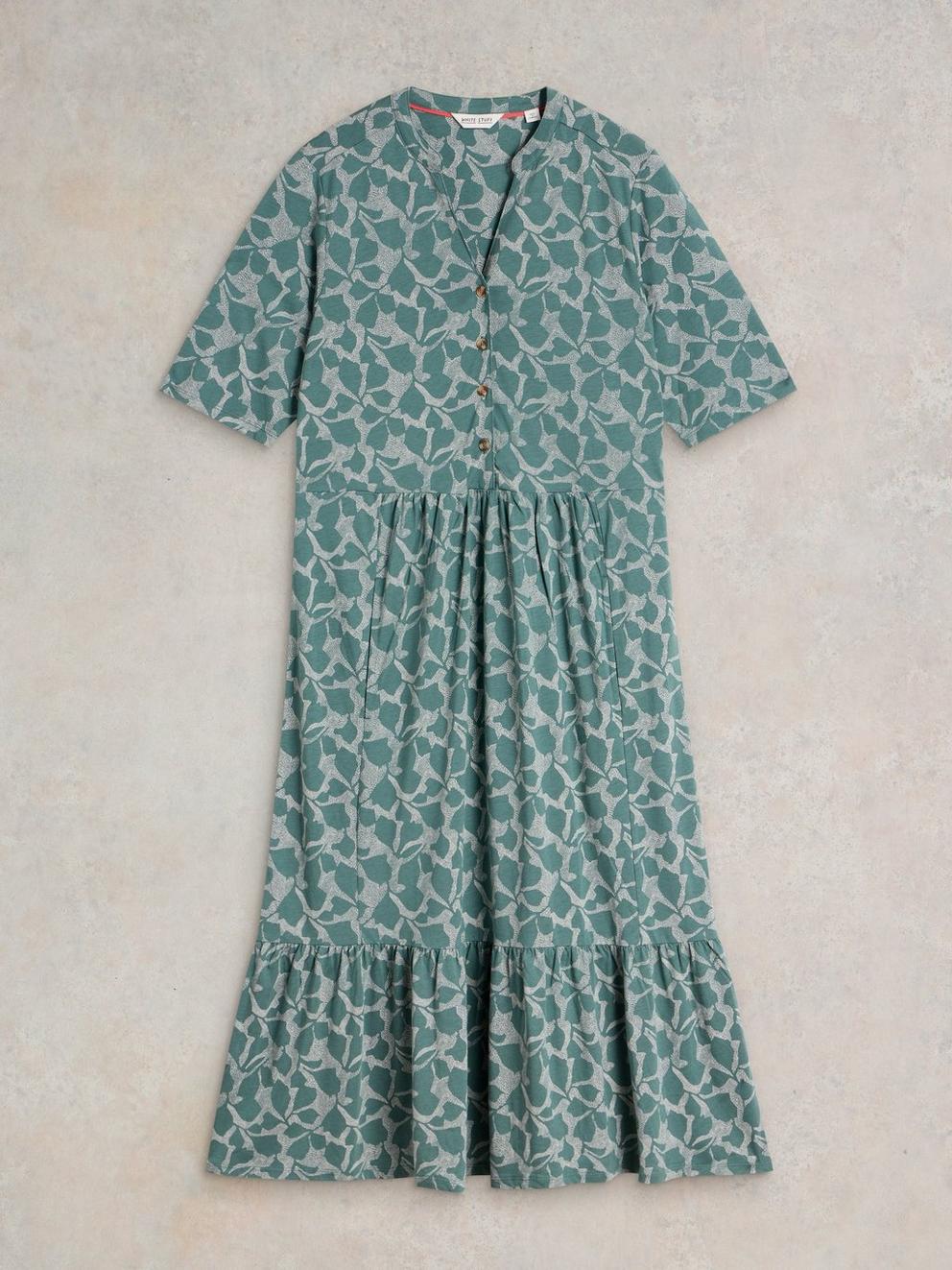 Naya Jersey Midi Dress in GREEN PR - FLAT FRONT