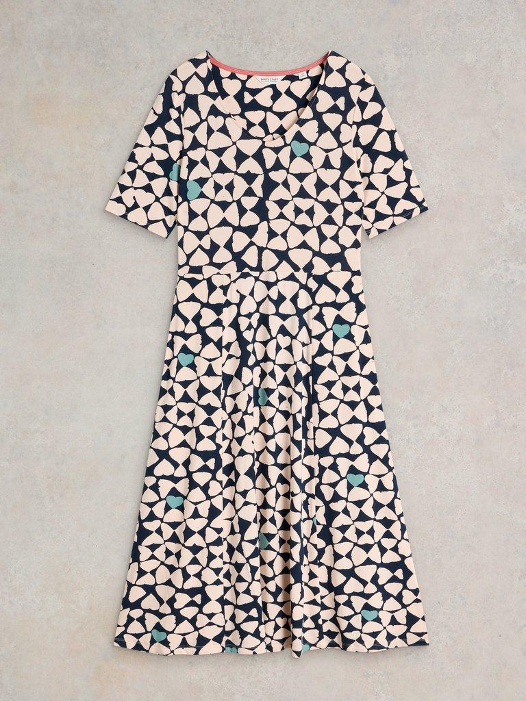 Madeline Midi Jersey Dress in NAVY PR - FLAT FRONT